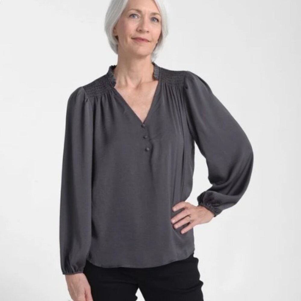 CJ‎ Banks Shirred Hammered Satin Blouse size 2X